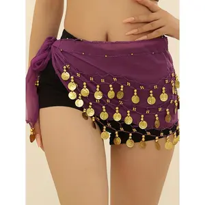 1 Piece Of Belly Dance72 Coin Waist Chain,Christmas Dress Up, Three-Layer Gold Coin Waist Belt, Hip Scarf, Waist Scarf, Dance,With Pirate Inspired By Pirates Of The Caribbean Jack, Suitable For Daily Wear Costumes Black