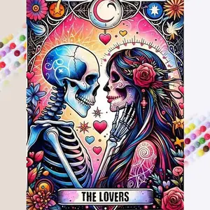5D DIY Full Drill Round Diamond Painting - Diamond Art Painting Kit Skull, Love, Floral Mosaic, Canvas - DIY Decorative Painting, Home Wall Decor, Suitable for Halloween and Christmas, Birthday and Anniversary Gifts