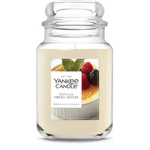 Yankee Candle Vanilla Crème Brûlée Original Large Jar Scented Candles 22 Oz Creamy Vanilla Custard & Toasted Praline Aroma Long Burning 150 Hours Room Filling Fragrance Wick