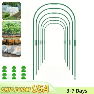 54pcs Greenhouse Hoops Grow Tunnel Garden Hoops for Raised Beds Detachable Rust-Free Steel with Plastic Coated Grow Tunnel Kit Steel Greenhouse Support Hoop Frame Durable DIY for Garden Netting Small Greenhouse Kits