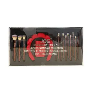 Beauty Makeup[15pcs Premium Makeup Brush Set] 15pcs/set Premium Makeup |   Shimmering Beauty Tools Collection, Acrylic Wand, Nylon Bristles, Normal Light Beige Type, Gift Set for   Cosmetic Pink Plastic Red
