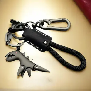 Cute Cartoon Dino Keychain, Leather Key Ring, Men & Women, Holiday Gift and Backpack Charm