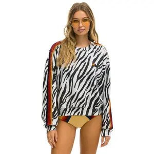 CLASSIC RELAXED FIT CREW SWEATSHIRT - ZEBRA