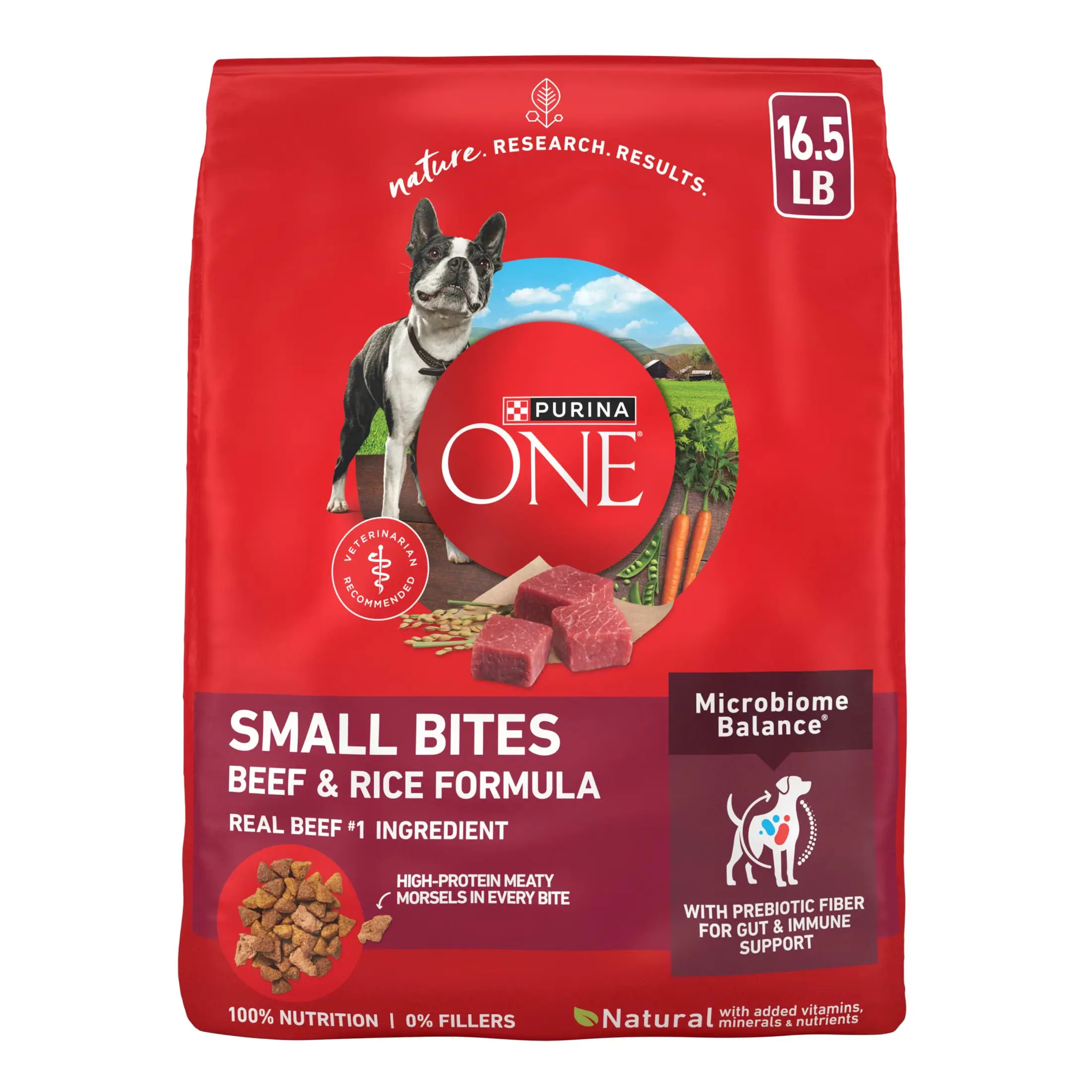 Small Bites Dry Dog Food for Adult Dogs with Added Vitamins & Minerals, High Protein Beef & Rice, 16.5 lb Bag