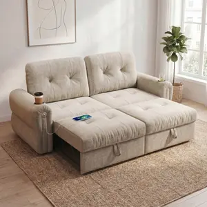 3-in-1 Sofa Bed, Convertible Sleeper Chair Sofa Bed Adjustable Pull Out Sleeper Chair Bed Multi-Pockets Folding Sofa Bed for Living Room Bedroom Small Space