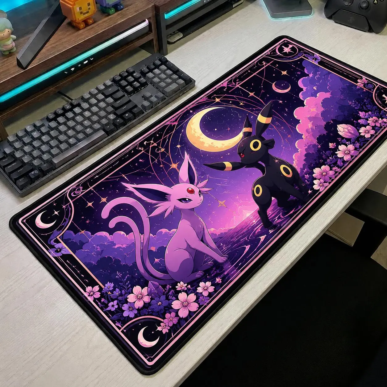 Umbreon Espeon Desk Mat, Pokémon Mouse Pad, Cute Purple Gaming Mousepad, Anime Desk Decor, Gift for Pokémon Fans