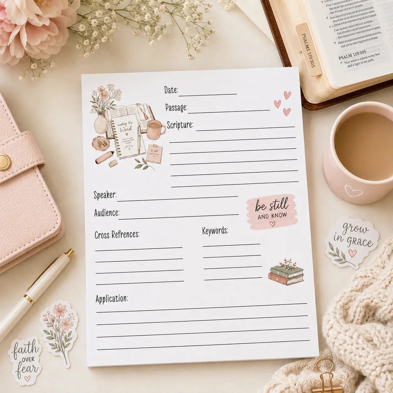Bible Girl Scripture Writing Pad | 50-Sheet Bible Study Notepad | Bible Journaling | Scripture Writing | Christian Gift
