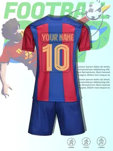 Blue Vertical Stripe Football Jersey Set, Customizable Name Number, Kids Adult Training Match Shirt, Casual Fitted All over Print, Soccer Jerseys Set, Soccer Jersey Outfit