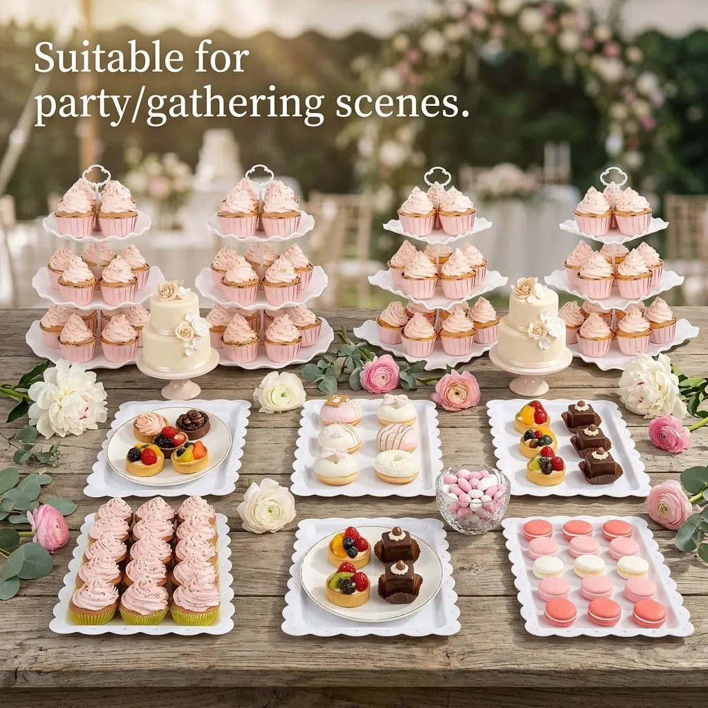 10PCS cake stands, cupcake stands, 3 two-tier cupcake stands + 3 three-tier cupcakestands + 4 appetizer trays, perfect for birthday baby bridal shower Organiser Racks