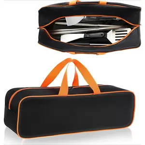 Grill Tool Storage Bag, 24" x 8" x 8" Large Capacity Grill Accessory Storage, 1680D Heavy-Duty Grill Utensil Storage, Accessories Storage Compatible with Blackstone (No Accessories)