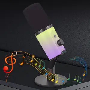 Wireless USB computer microphone desktop condenser microphone, desktop laptop video conferencing microphone, noise-reducing e-sports game voice anchor live streaming dubbing microphone, plug-and-play USB condenser microphone with stand