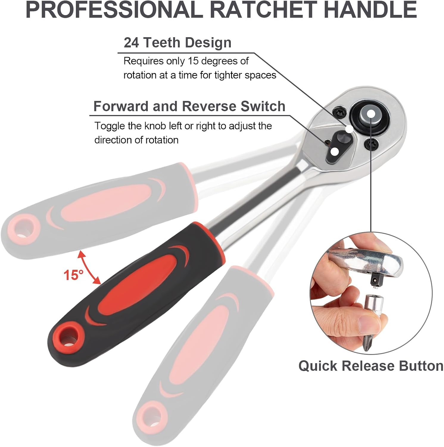 46PCS Small Drive Socket Ratchet Wrench Screwdriver Set, 1/4 Inch Metric Socket and Ratchet Wrench Set with Extension Bar, Upgrade Compact Tool Set for Car