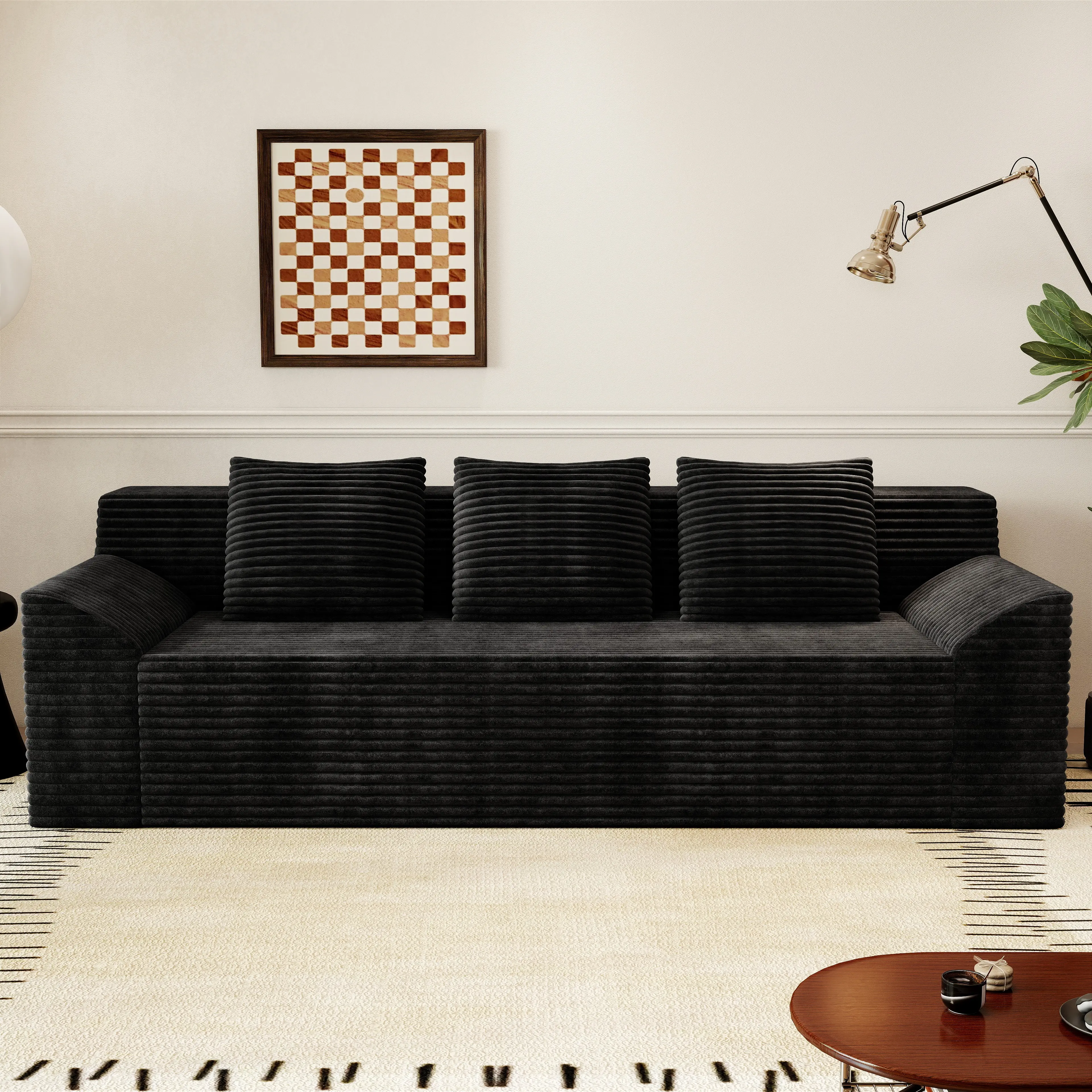 71" Modern Corduroy Cloud-Soft Deep Seat No-Assembly Lounge Couch - Comfy Loveseat Sofa, Indoor Living Room Apartment Studio Furniture Decor, Corduroy Loveseat Sofa