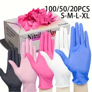 Multi-Color Nitrile Gloves Set (100/50/20), High-Quality Latex-Free Durable Cleaning Gloves for Kitchen, Bathroom, Hotel, Labor Day Fun