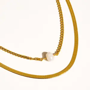 Layered Pearl Chain Necklace: N117