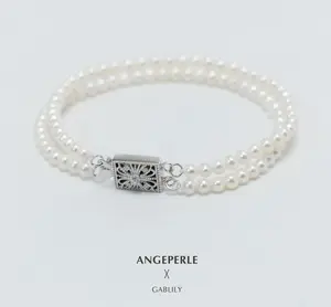 ANGEPERLE S925 silver double row freshwater pearl jiabaili bracelet (TSJ008)