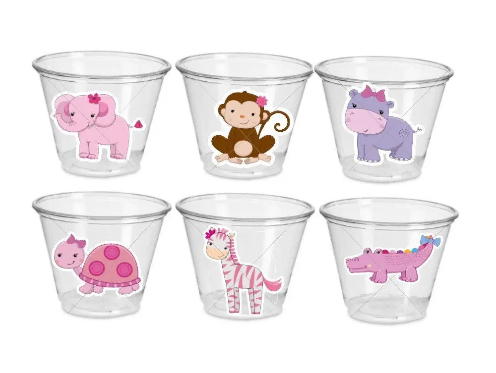 GIRL SAFARI PARTY Cups - Girl Jungle Party Cups Safari Birthday Cups Safari Party Safari Decorations Safari Baby Shower Safari Favors Animal