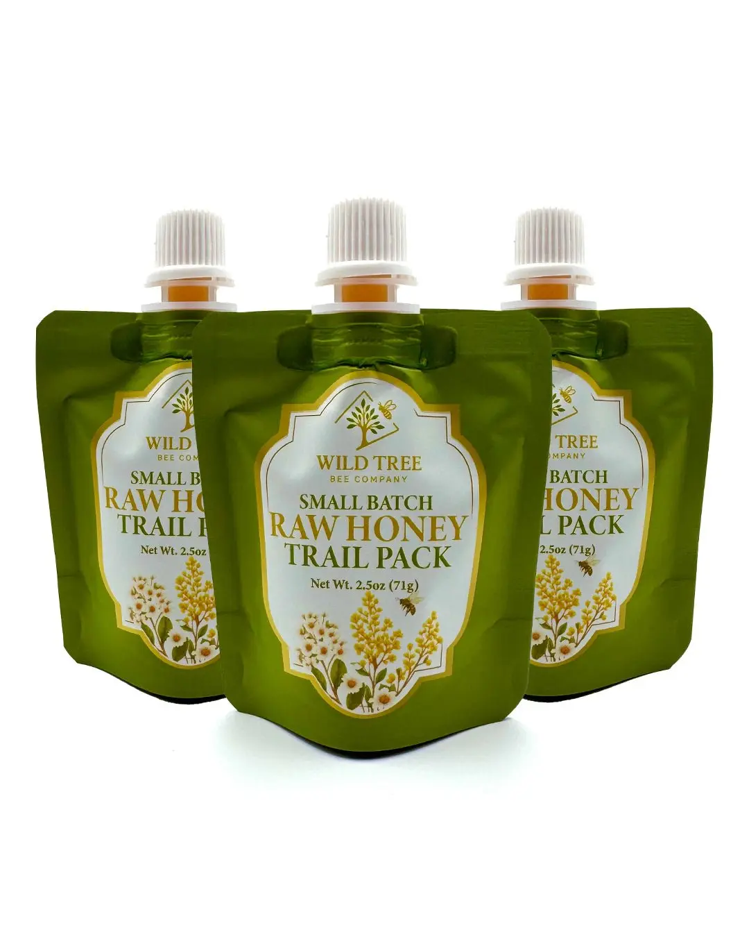 Trail Pack – 3 Pack Raw Honey - 2.5oz | Pure Unfiltered, Unheated & Unblended Honey with Resealable Squeeze Pouches – Portable Honey Packets for Hiking, Travel, Camping & Backpacking