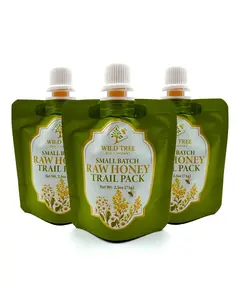 Trail Pack – 3 Pack Raw Honey - 2.5oz | Pure Unfiltered, Unheated & Unblended Honey with Resealable Squeeze Pouches – Portable Honey Packets for Hiking, Travel, Camping & Backpacking