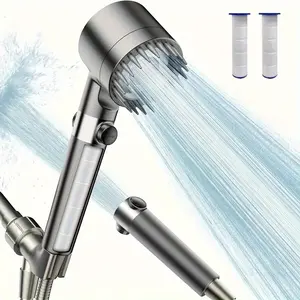 Filtered Shower Head With 2 Replacement Filter, High Pressure Multi-Spray Mode Showerhead, Massage Multifunctional One-Button Adjustment massage  shower turbo  charged Bathroom Waterfall Switch