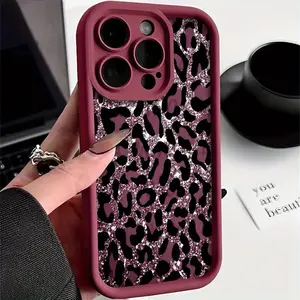 This red, shiny retro leopard print TPU full-coverage camera phone case is drop-proof and non-slip, suitable for iPhone 17, 16, 15, 14, 13, 12, 11, XS, X, and other Samsung models. It makes a great gift for friends or family.