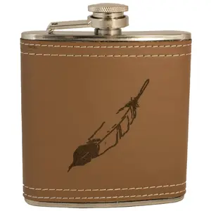 6oz Feather Leather Flask KLB 6oz Feather Leather Flask KLB