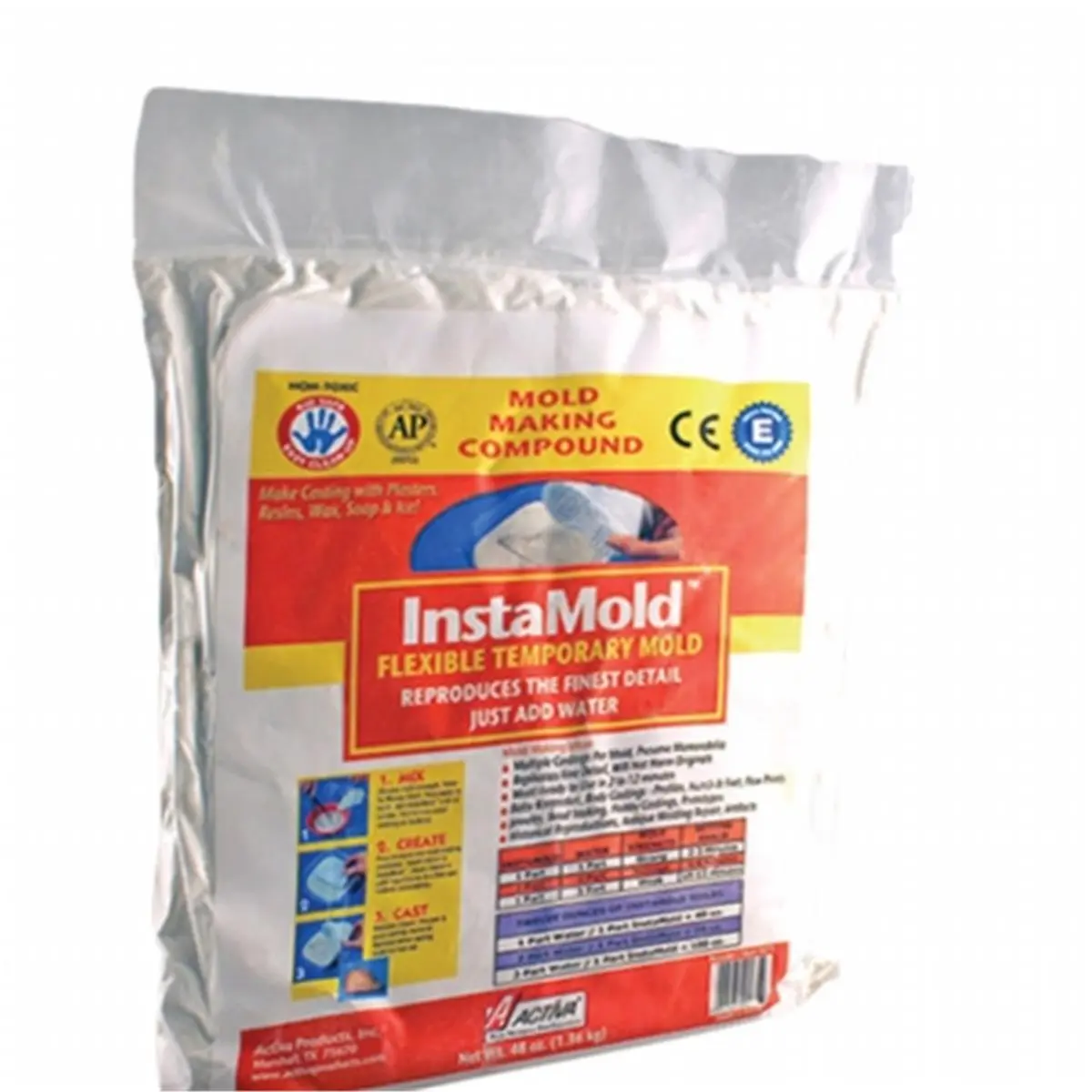 ACTIVA InstaMold Flexible Temporary Molding Compound - 48 oz, Non Toxic Natural Materials, Easy Cleanup, Crafting 3-Dimensional Shapes, Safe for Baby Castings (Ages 4+ with Adult Supervision)