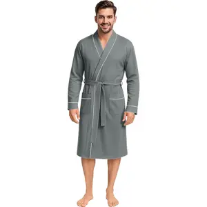 Men's Robe Cotton Blend Knit Bathrobe
