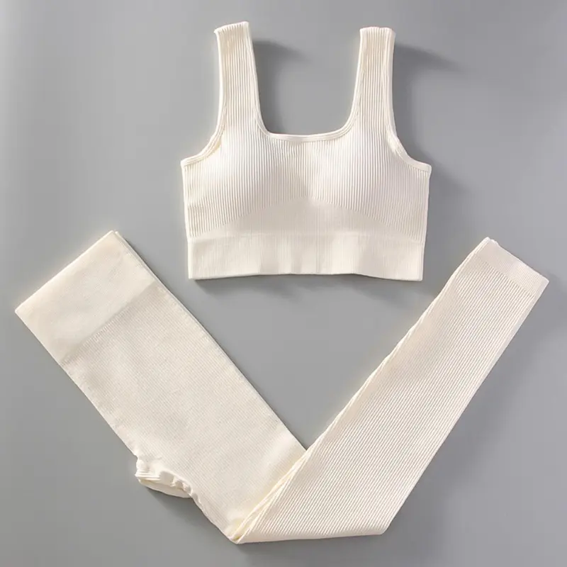 Women's 2 Piece Solid Crop Tank Top & High Waist Leggings Set, Breathable Sportswear for Yoga Gym Workout, Training Outfit for Summer, Fitness Clothes, Workout Running Clothes, Gym Yoga Outfits