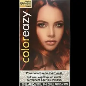 coloreazy Permanent Cream Hair Color One Application 3RV Medium Auburn New