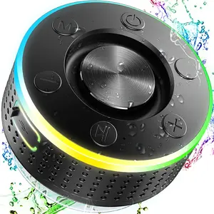 Shower Speaker, Portable Speaker  5.3 with Suction Cup,  Speakers  IP7, RGB Lights, -in Mic, Small Speakers for Bathroom, Party, Beach, Pool 2025 , Black