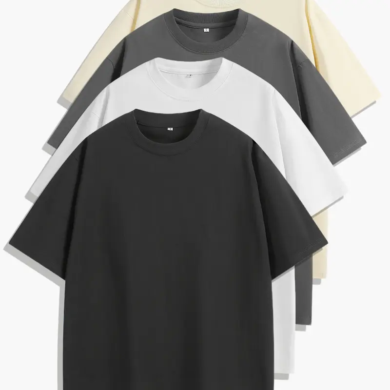 Unisex summer solid-color short-sleeve T-shirt made of pure cotton, relaxed drop-shoulder fit, moisture-wicking and breathable, skin-friendly and comfortable.
