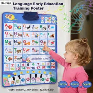 Educational Talking Toy Spanish English Wall Chart Piano Music Poster Numbers 1-20 Kids Montessori Toys Interactive Educational Toy Learning Gift for Toddlers 2-4