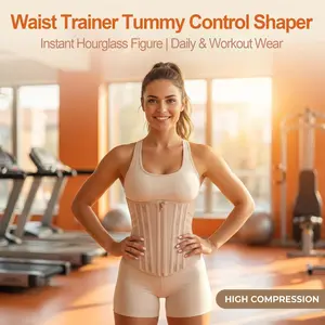 Women’s high-waist shapewear waist trainer made of soft nylon spandex—an invisible undergarment body shaper with seamless core support for everyday outfits.