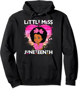 Little Miss Juneteenth Black Girl Magic Brown Skin Girls Pullover Hoodie - Alizejaqua Shop 88B0B3ZQM7VT