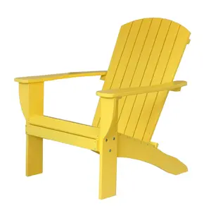 RSI RSI-AC-YE-T Riverstone Solid Cedar Adirondack Extra Wide Chair with build in bottle opener & matching folding table - Yellow