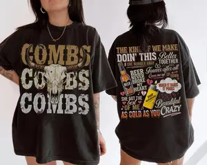 Combs Bullhead Two Side Print Shirt, Country Music Fan Tee, Western Cowboy Graphic Shirt, Cowgirl Style Shirt, Concert Outfit