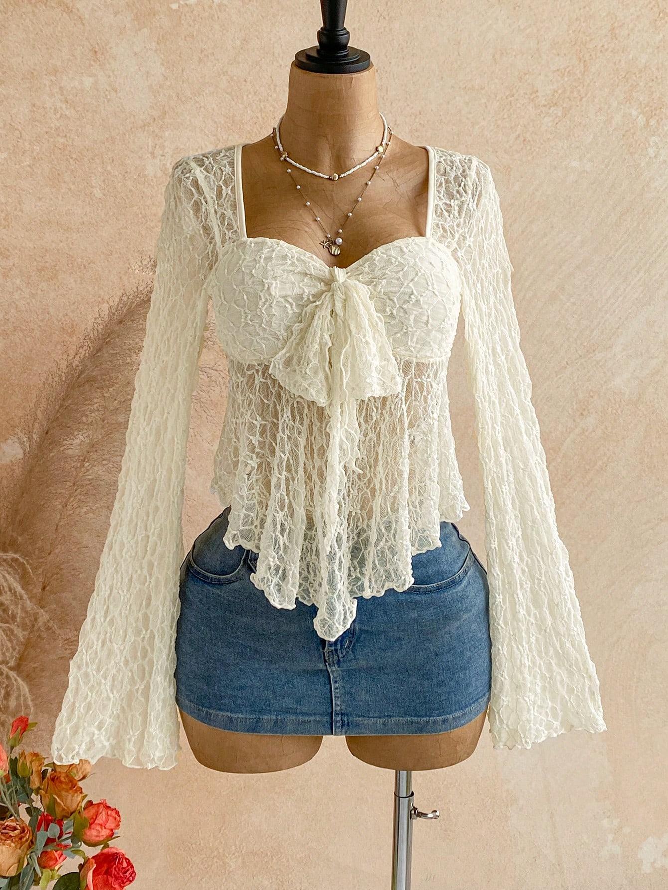 VYNCE Paisley Print Babydoll Long Sleeve Top Sweetheart Neck Summer Fall Fashion Trendy Boho Casual Everyday Blouse For Women