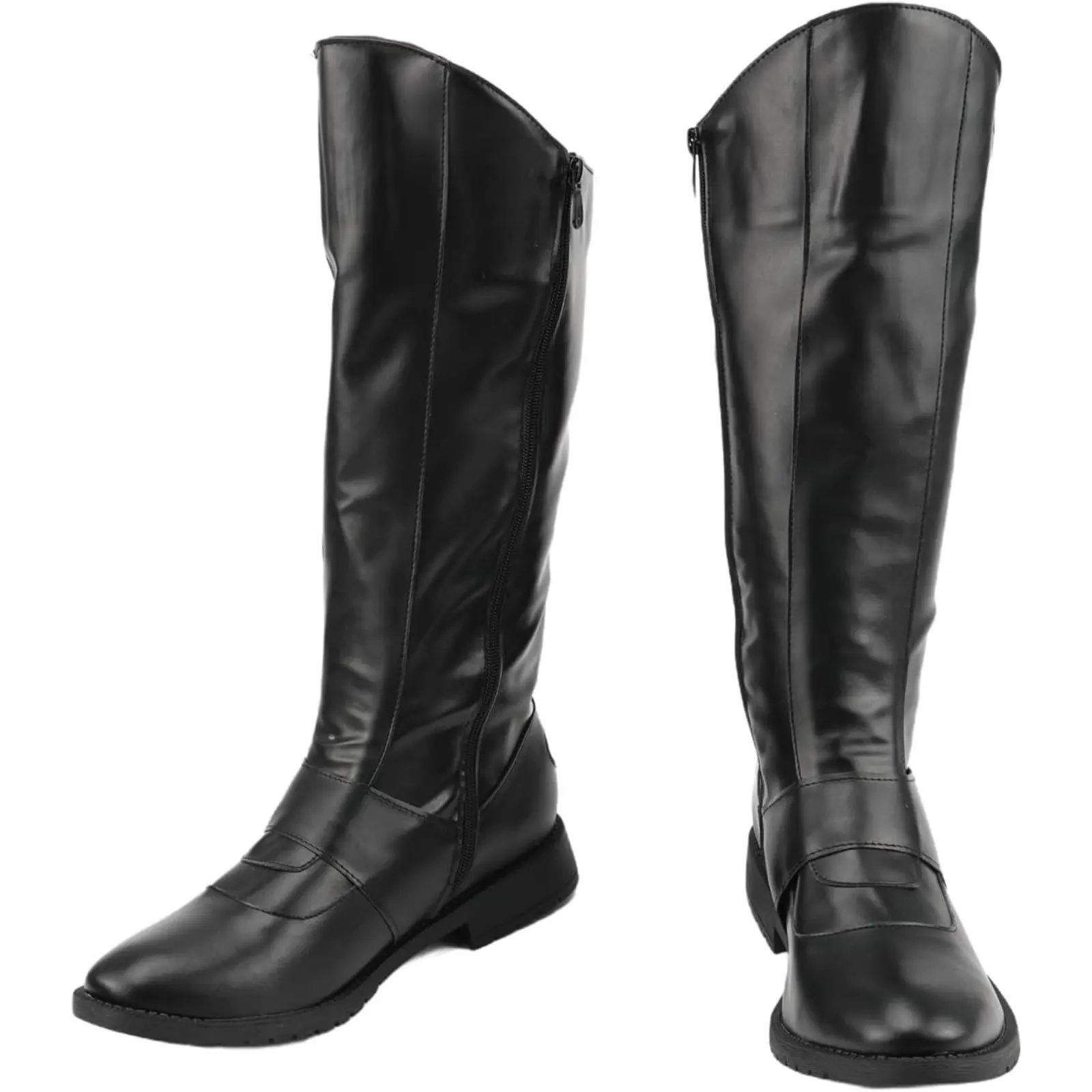 Men's Medieval Renaissance Gothic Mid-Calf Pull-On Flat Boots, Round Toe, Polyester Insole Mesh Walking Shoes for Renaissance Enthusiasts, Boot, Polyester Fiber (Polyester)
