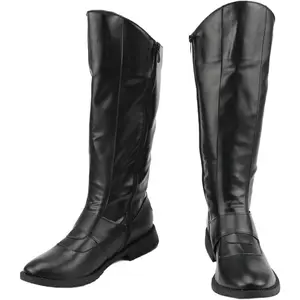 Men's Medieval Renaissance Gothic Mid-Calf Pull-On Flat Boots, Round Toe, Polyester Insole Mesh Walking Shoes for Renaissance Enthusiasts, Boot, Polyester Fiber (Polyester)