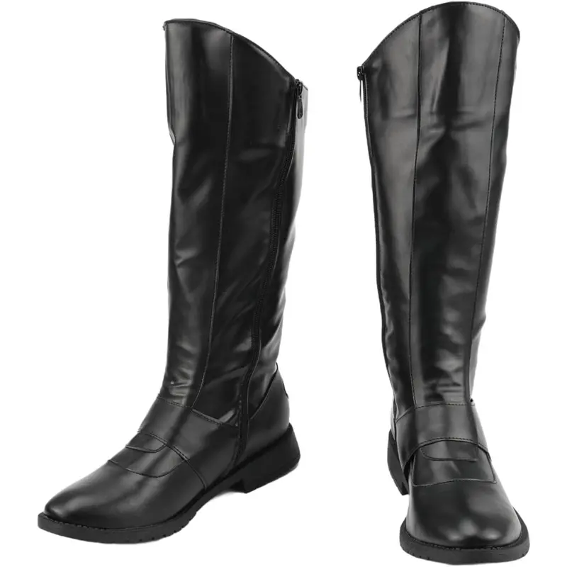 Men's Mid-Calf Gothic Slip-On Flat Boots - Round Toe, EVA Insole, Breathable Mesh Lining, Cuban-Inspired All-Seasons Walking Shoes, Polyester Fiber Footwear for Renaissance Enthusiasts, Flat Jazz-Ready (Above the Ankle but Below the Knee)