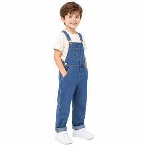 KIDSCOOL SPACE Boys Girls Ripped Denim Jeans Adjustable Straps Casual Daily Pants