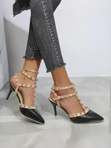 Women's Fashionable Studded Decorated High Heel Sandals, Elegant Pointed Toe Sandals for Party, Daily Clothing Decor for Women & Girls, Walking Shoes