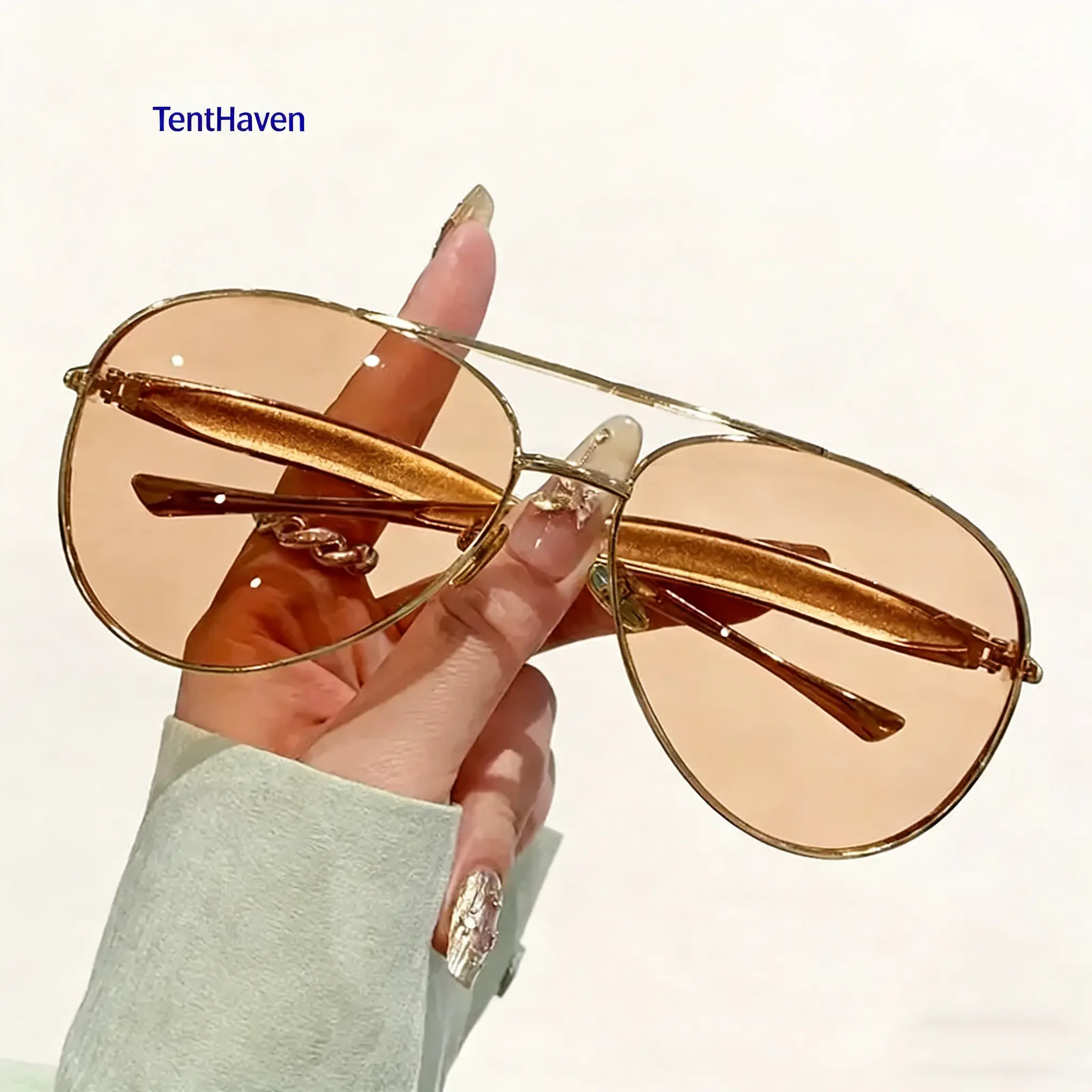 Men’s Retro Frog-Shape Lightweight Foldable Glasses - Vintage Double Bridge Metal Legs, Polarized UV Protection, Adjustable Rounded Flag Cat Eye Shades, Adult All-Seasons Sports Outdoor Accessories for Cycling, Beach Parties