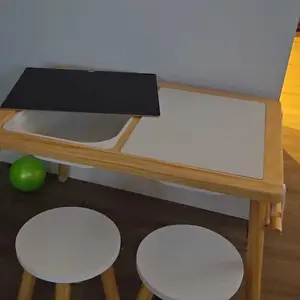 VEVOR Sensory Table for Toddlers, Kids Activity Table with Foldable Storage Bins & Double-Sided Board, Indoor/Outdoor Play Sand and Water Table, Wooden Kids Sensory Table for Drawing Studying Dining