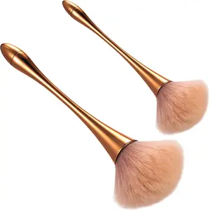 2 Pcs Large Fluffy Makeup Brushes Soft Bronzer Powder Brush for Coverage Loose Blending Buffing Nail Foundation(Rose Gold)