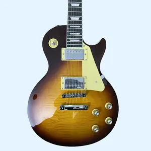 Brown gradient Flame maple Top guitar Chrome Hardware Mahogany neck
