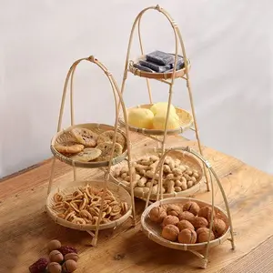 A112. Natural bamboo woven basket for household use—fruit plate holder, pastry holder, tea ceremony storage basket