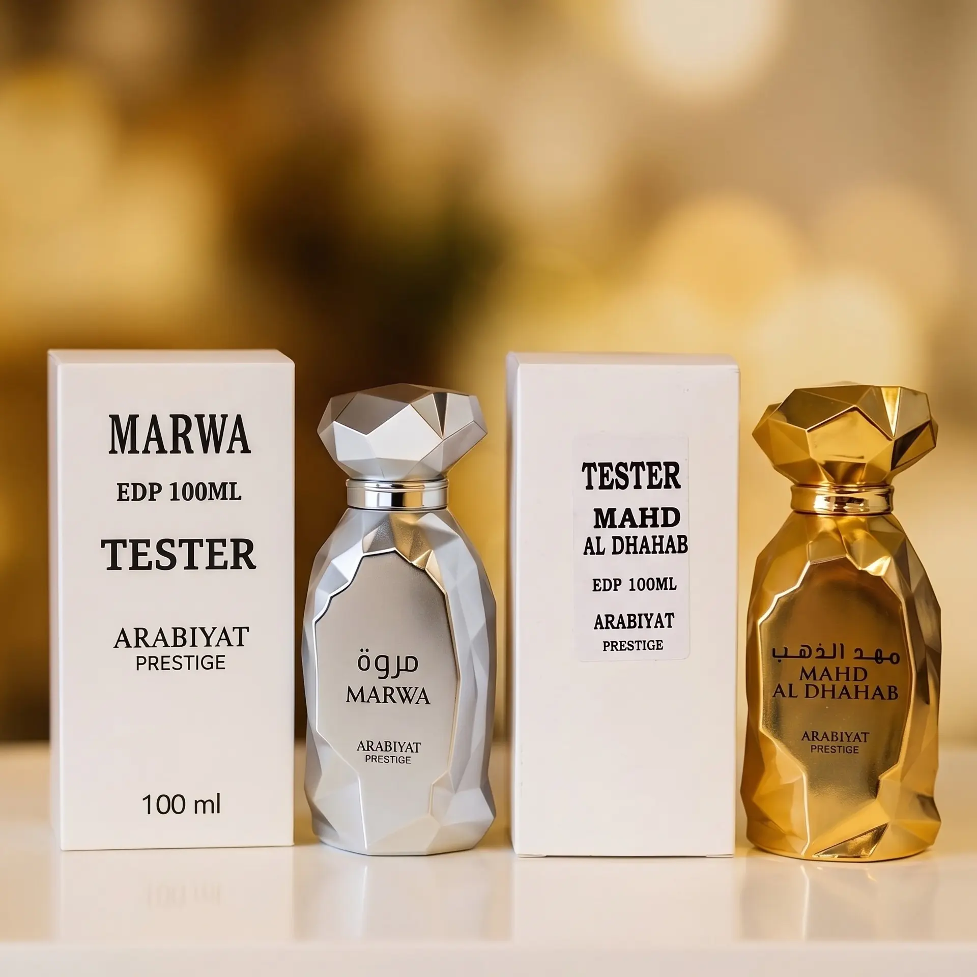 Arabiyat Prestige Cologne Set for Men, Marwa & Mahd Al Dahab, 2-Bottle Gift Set with Woody, Amber, and Lemon Notes, 2 x 3.4 fl oz EDP Spray