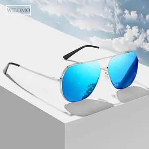 WILDMO Polarized Square Aviator Sunglasses for Men Women UV400 Protection Vintage Metal Frame for Travel Driving Fishing Outdoor Activities